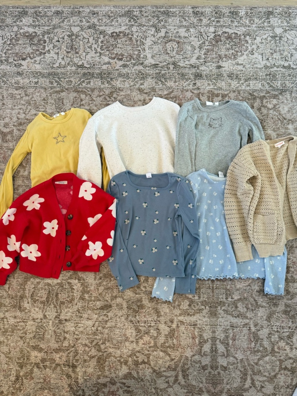 Girls Long Sleeve Lot of 7 Mixed Long-Sleeve Shirts & Cardigans sz6